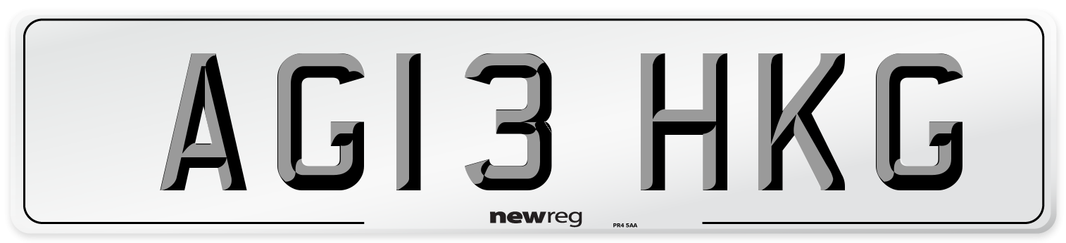 AG13 HKG Number Plate from New Reg